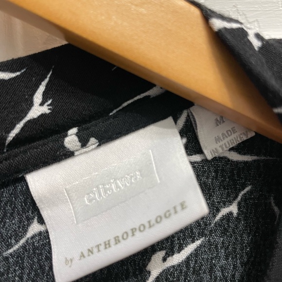 ETT TWA by Anthropologie Karlie Jumpsuit Novelty Print Wide Leg Black White Med - Picture 12 of 12